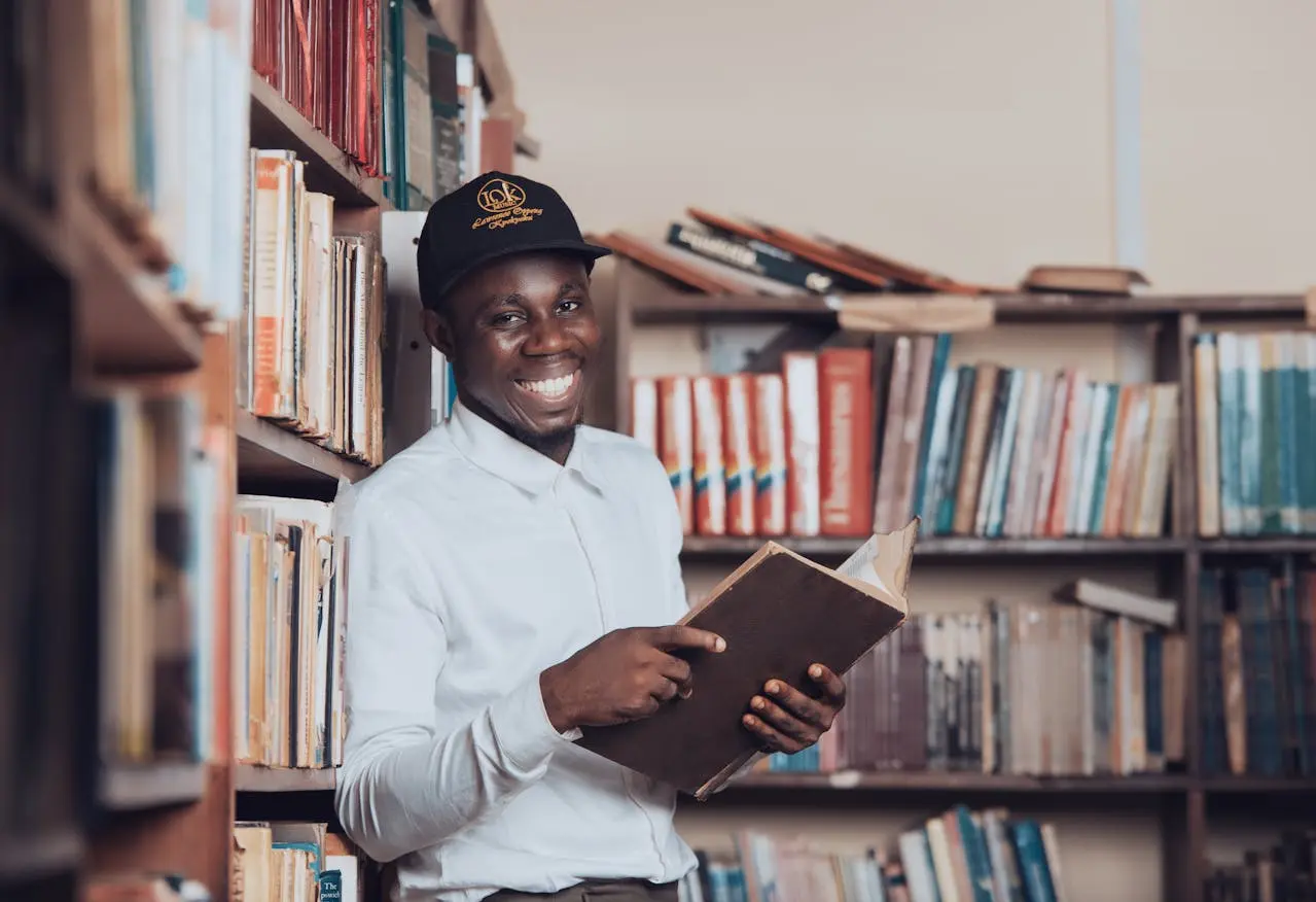 african student reading
